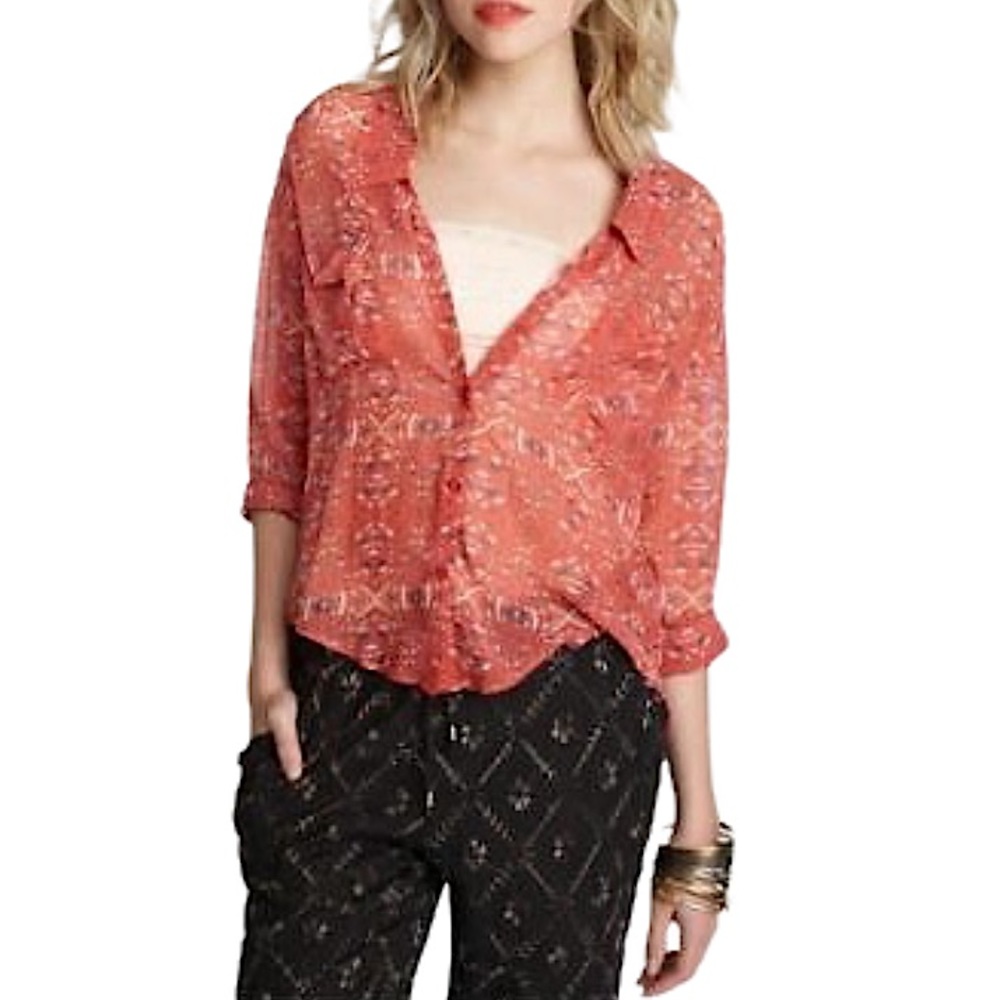 Free People Easy Rider Button Down Top